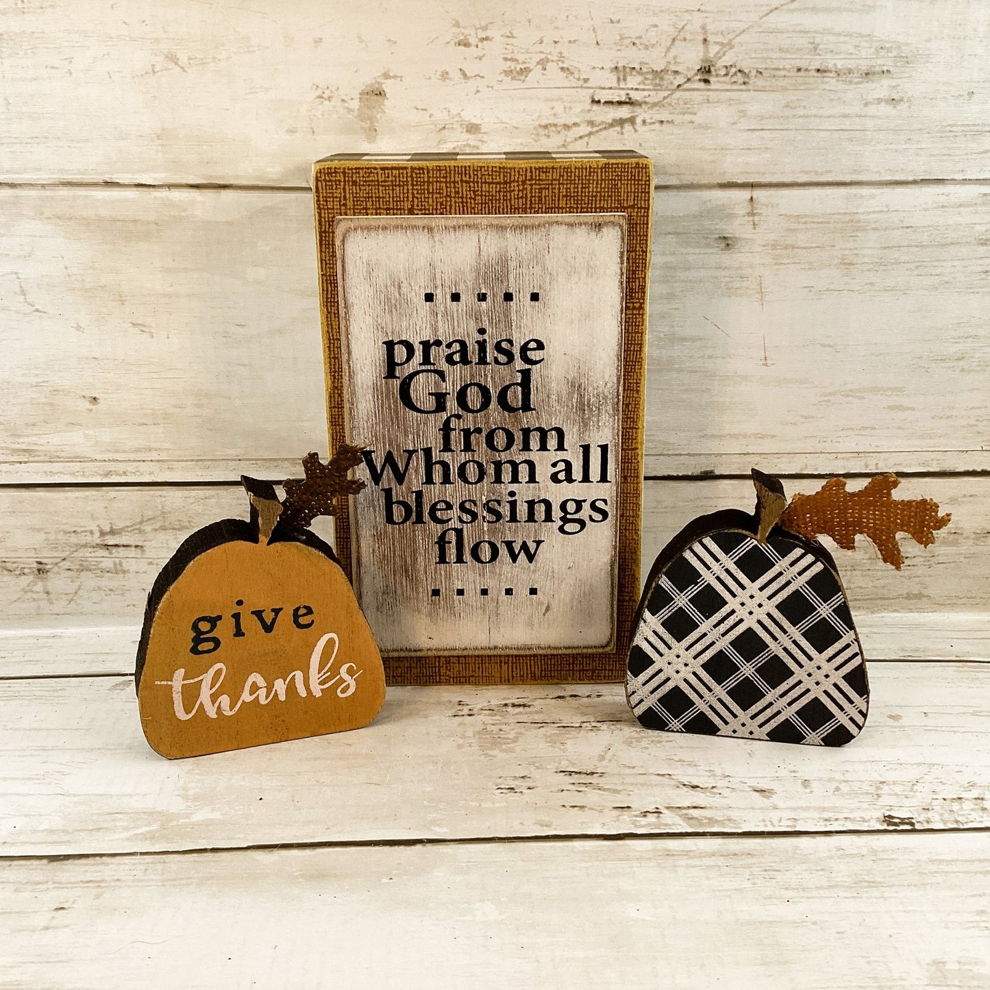 AGD Fall Decor - Praise God's Blessings Flow Give Thanks Box Sign 3pc