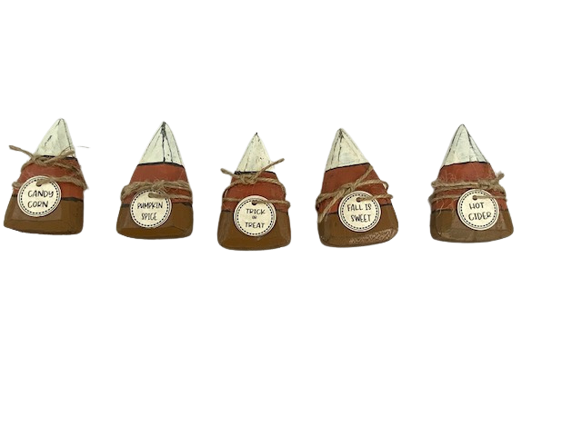 AGD Halloween Decor - Prim Chunky Wood Candy Corn 5pc Set