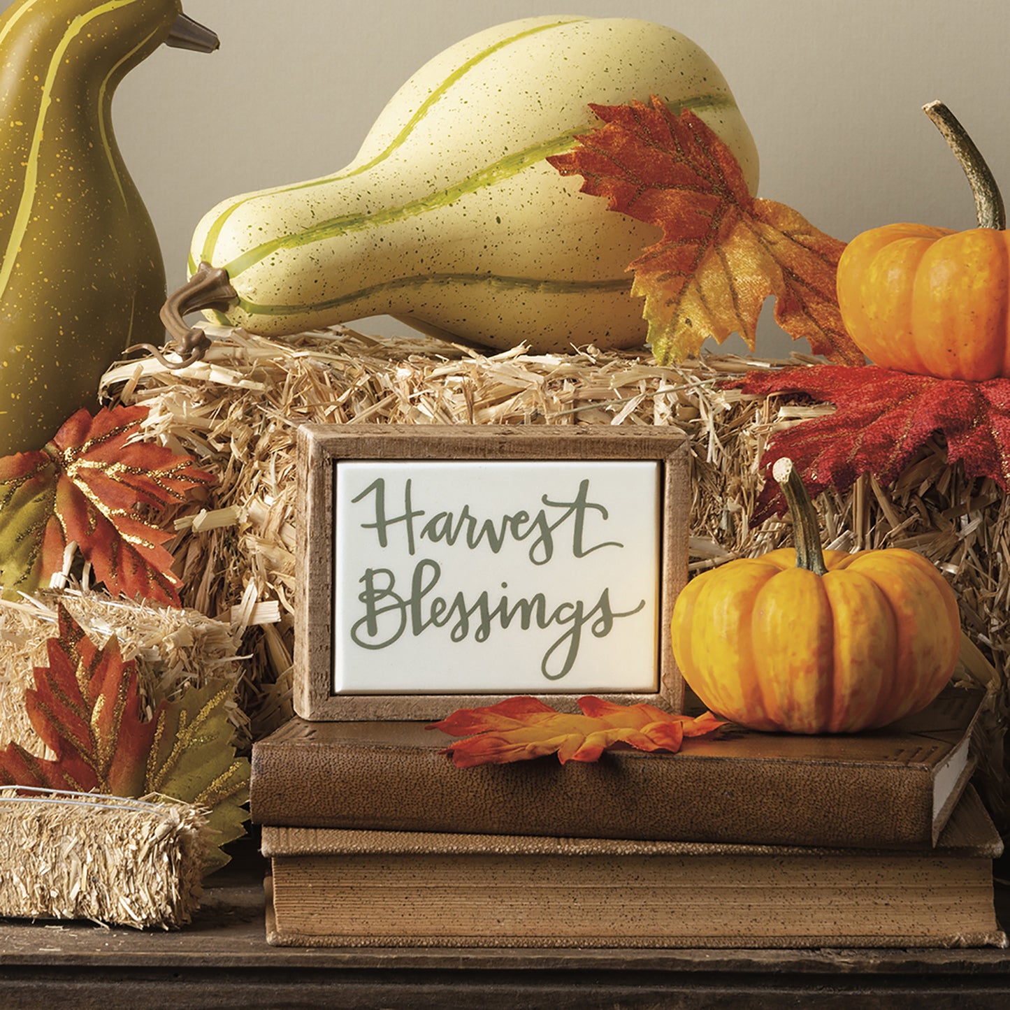 PBK Fall Decor - Harvest Blessings Mini Tier Tray Block Box Sign