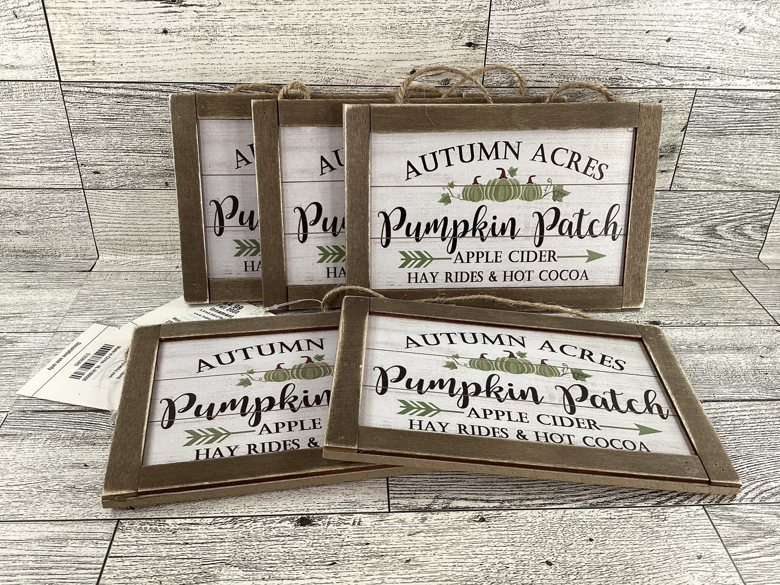 HL Fall Craft Supply - Autumn Acres Pumpkin Patch Small Sign Ornaments 5pc