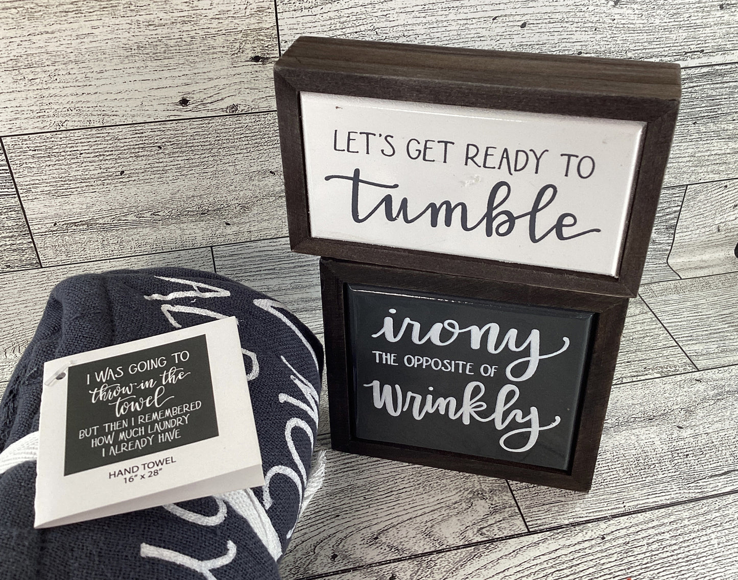PBK Home Decor - Gray Laundry Room Towel Box Sign 3pc Set