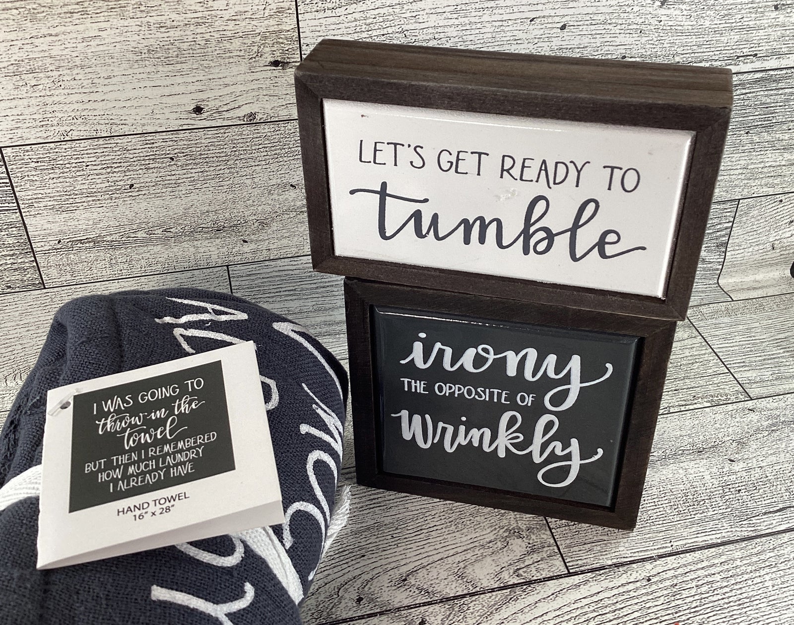 PBK Home Decor - Gray Laundry Room Towel Box Sign 3pc Set