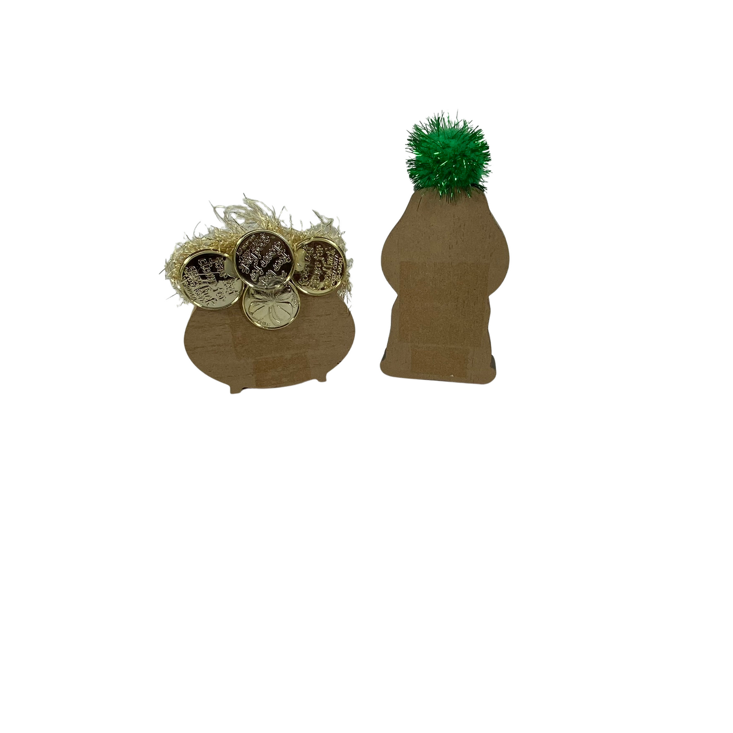 AGD Saint Patricks Decor - Small Chunky Wood Irish Icons Tier Trays 2pc Set