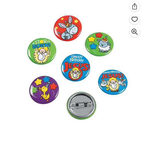 FE-OTC Christmas Supply - Happy Birthday Jesus Mini Buttons 48pc