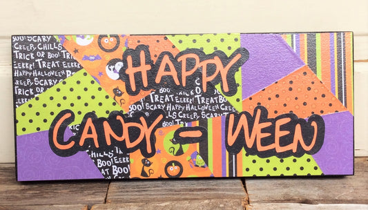AG Designs Halloween Decor - Plaque Happy Candy-Ween #82401
