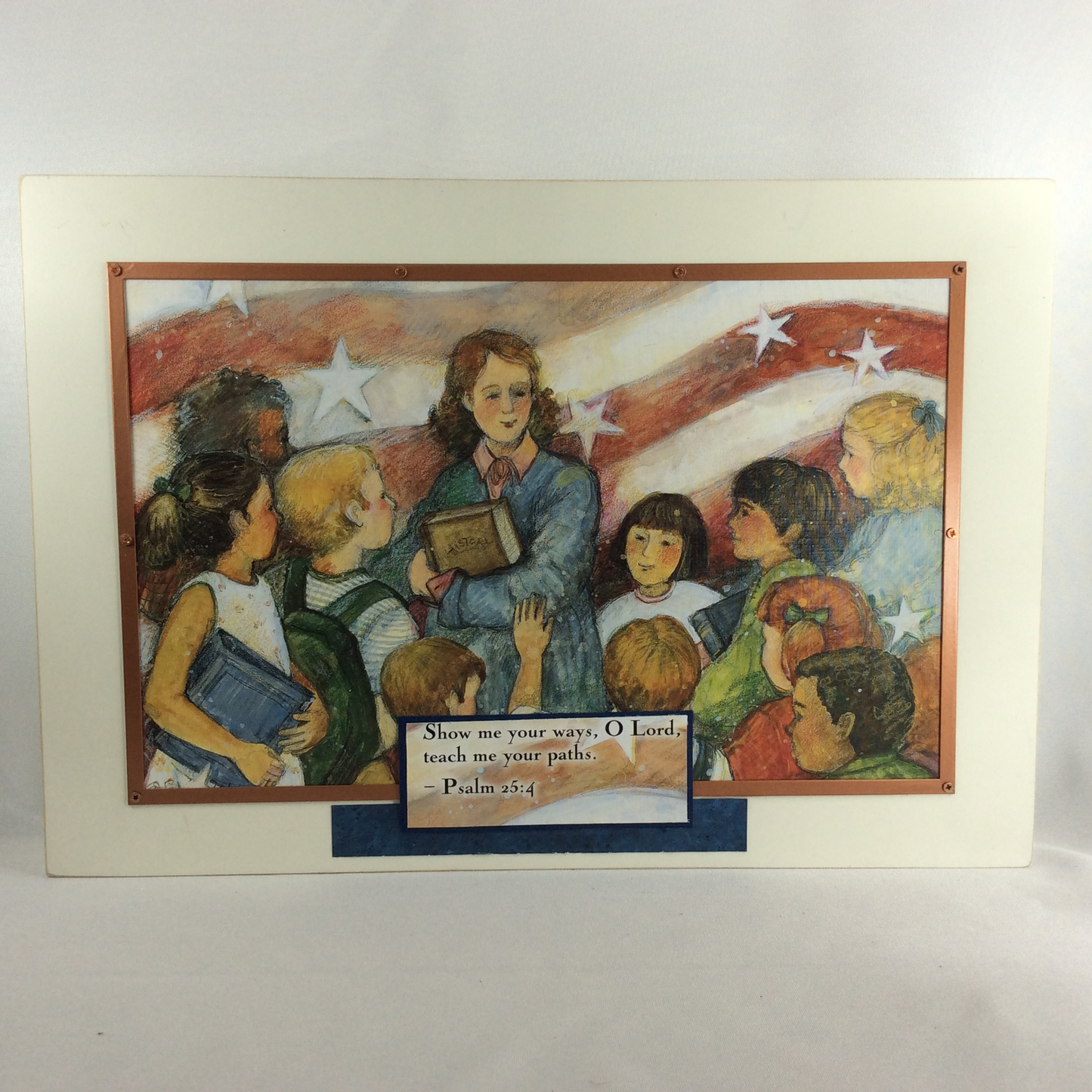 AGD Patriotic Decor - Prim Americana Teacher Psalm 25:4 Box Sign