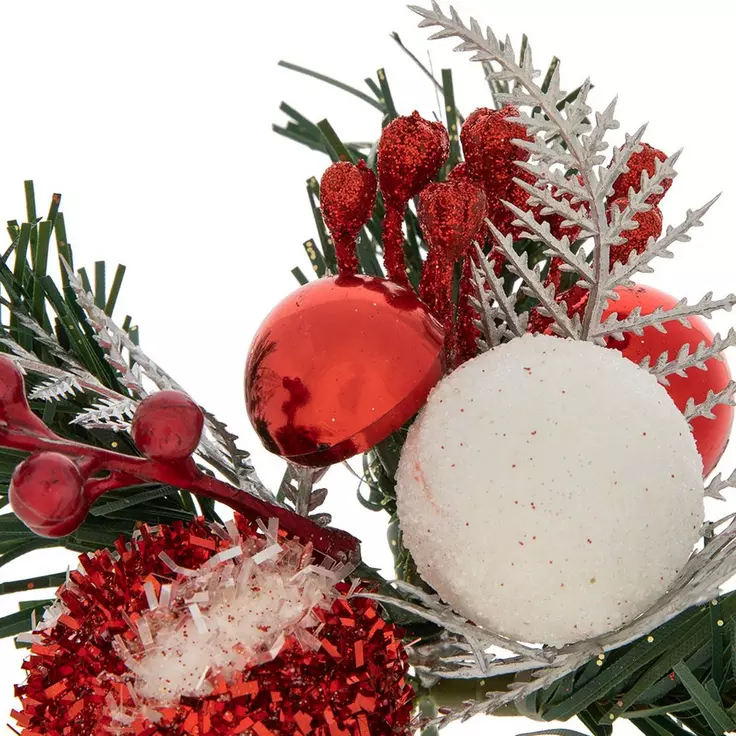 HL Christmas Craft Supply - Red White Peppermint Pine Pick 10pc