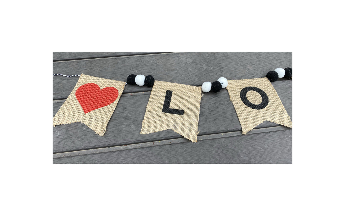AGD Valentines Decor - Felt Balls and Burlap Love Pennant Garland 4.5ft