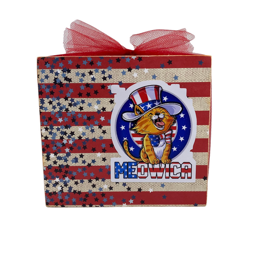 AGD Patriotic Decor - Dog Cat Pet Meowica Double-Sided Box Sign
