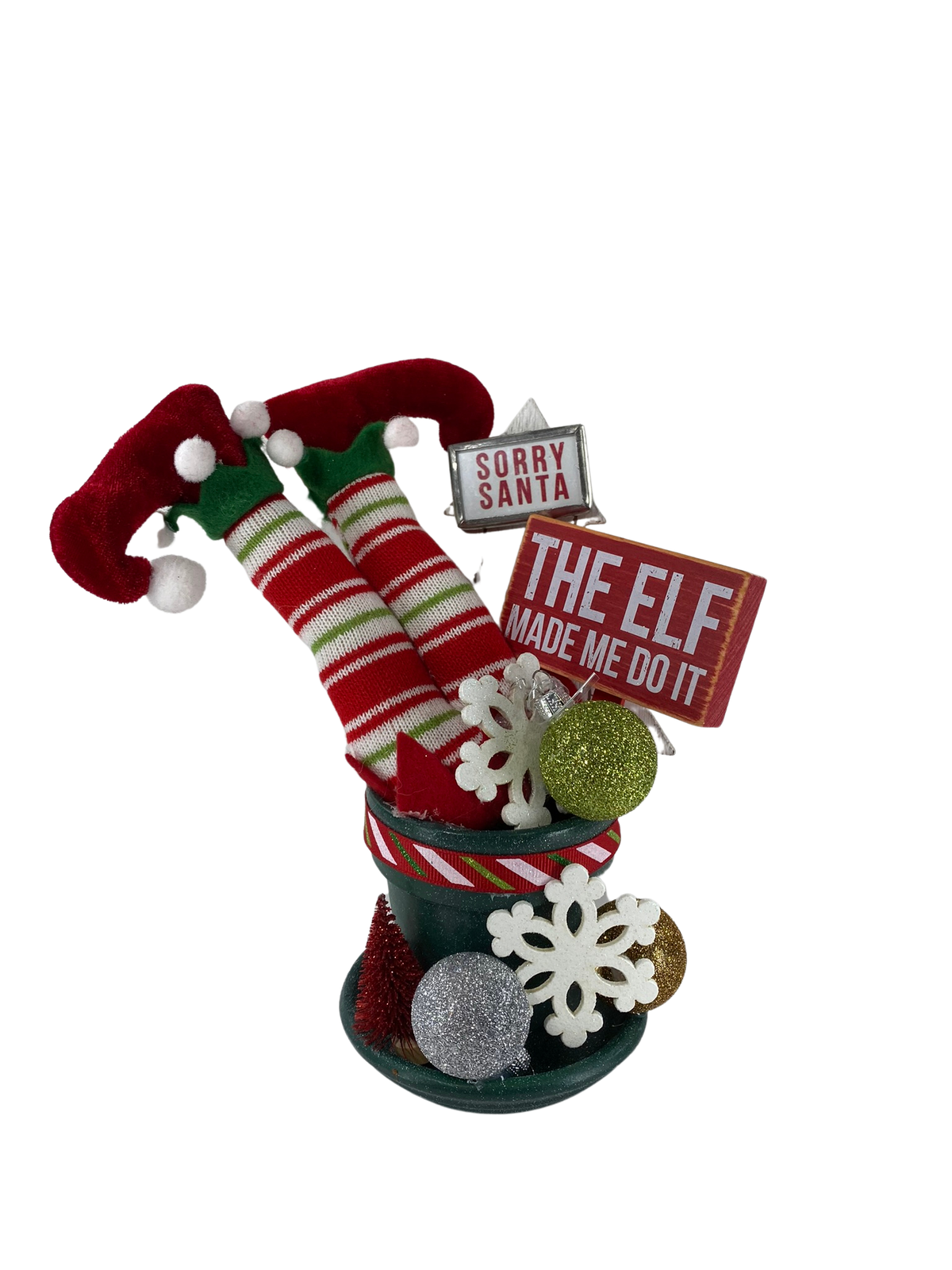 AGD Christmas Decor - Elf Made Me Do It Filled Clay Pot Display