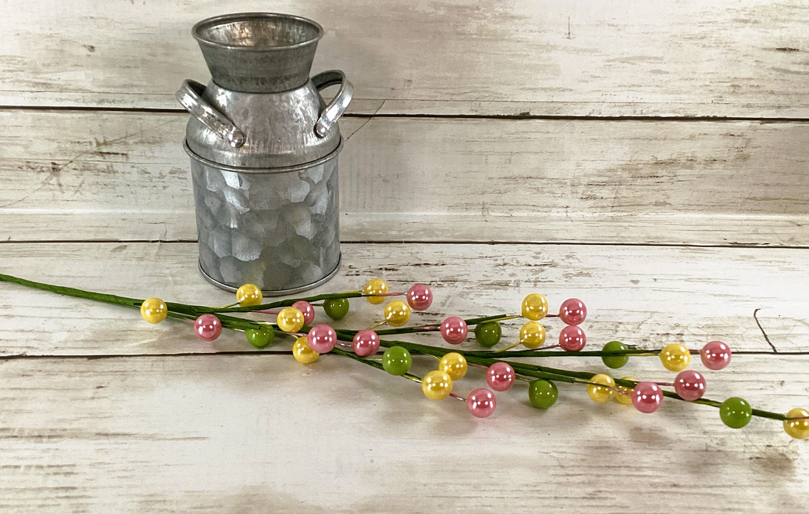 Darice Floral Supply - Pink Yellow Green Berry Pearl Floral Spray Pick 12pc