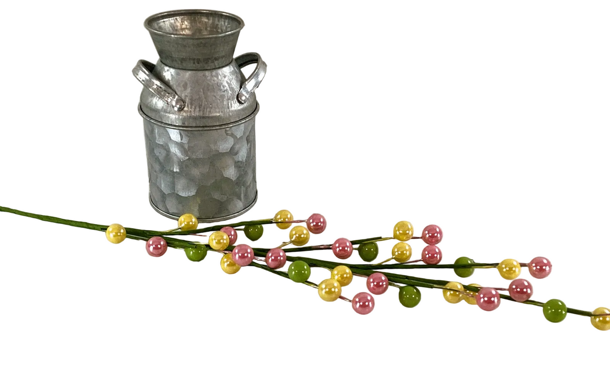 Darice Floral Supply - Pink Yellow Green Berry Pearl Floral Spray Pick 12pc