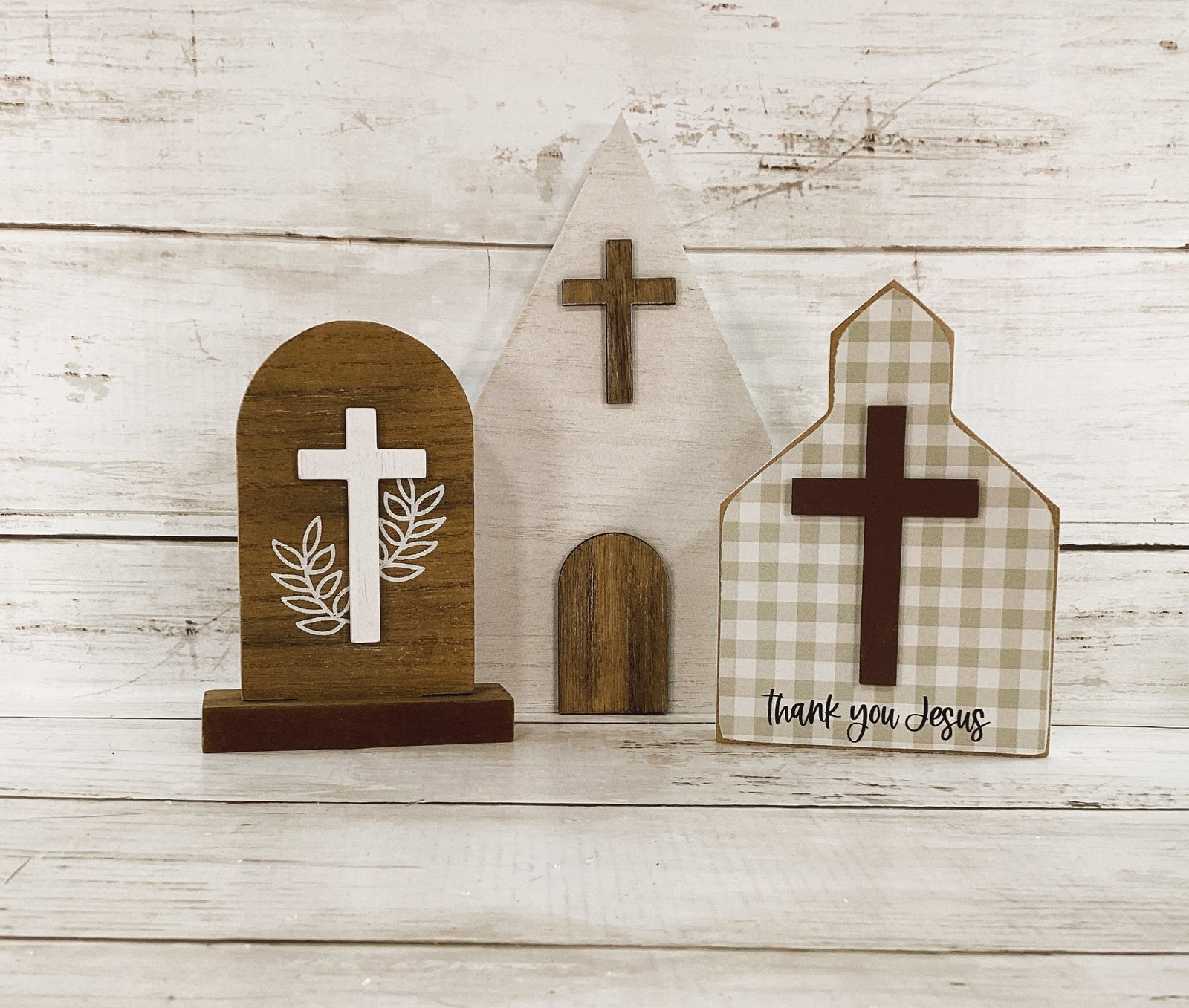 Easter Decor - Resurrection Scene Jesus Lamb Church 3pc Set