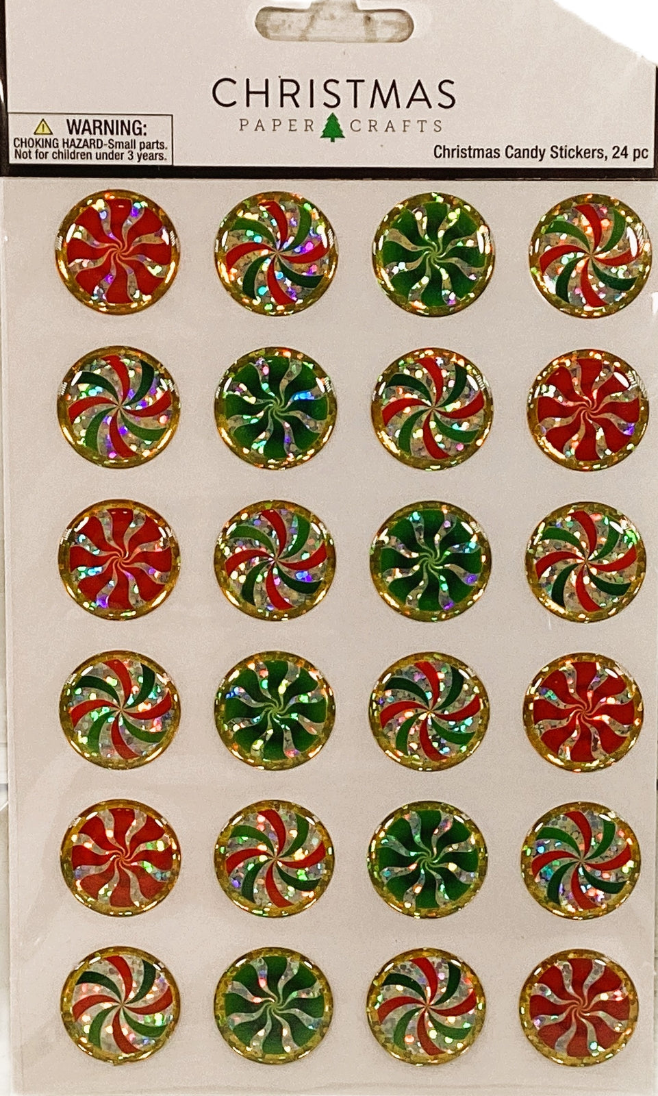 HL Christmas Craft Supply -  Peppermint Candy Stickers 24pc