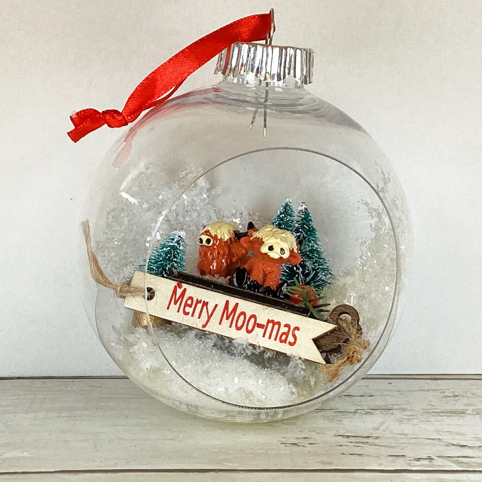 AGD Christmas Decor - Highland Cow Cut-out Ball Ornament 2pc Set