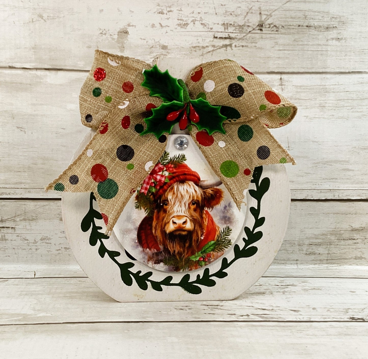 AGD Christmas Decor - Highland Cow Wood Chunky Wood Bulb Sitter 3pc