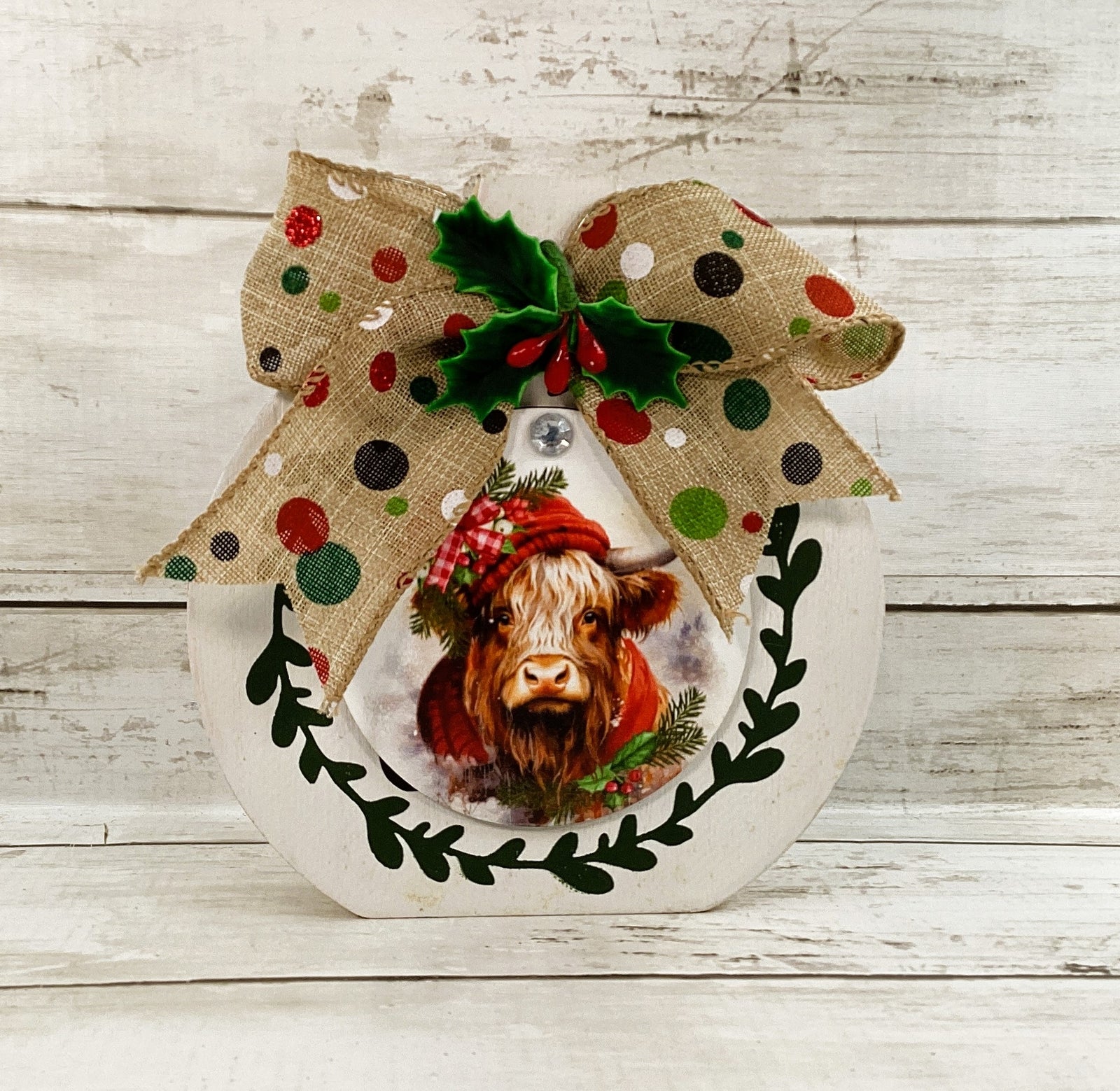 AGD Christmas Decor - Highland Cow Wood Chunky Wood Bulb Sitter 3pc