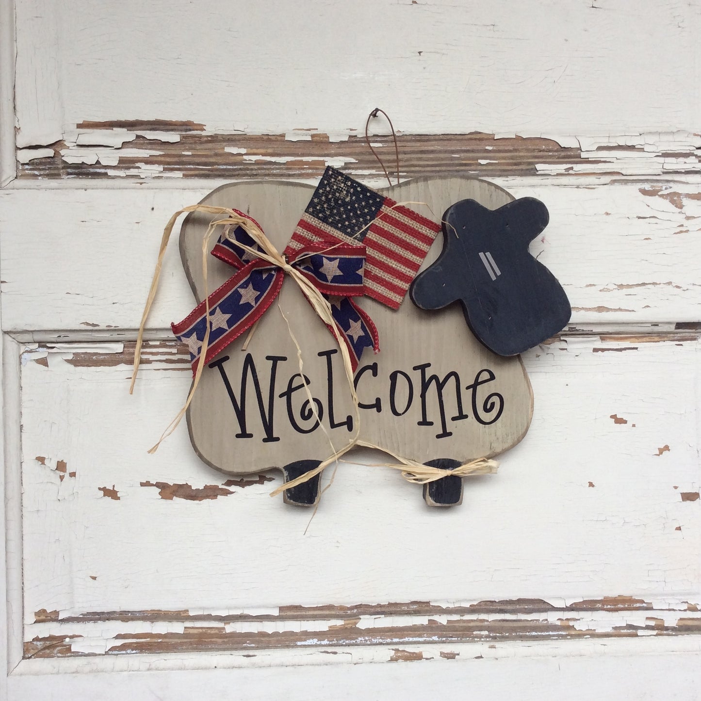 AGD Patriotic Decor - Americana Prim Welcome Chunky Prim Sheep