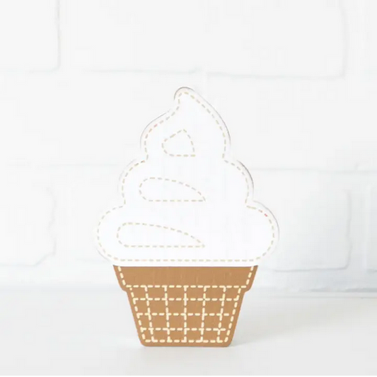 Adams & Co. Adams Summer Decor - Ice Cream Cone Chunky Wood Sitter