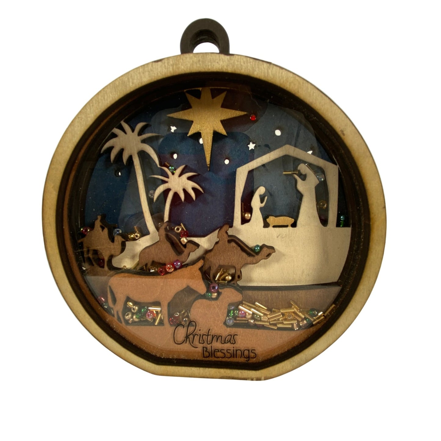 AGD Christmas Decor -  Nativity Layered Scene Chunky Wood Shaker