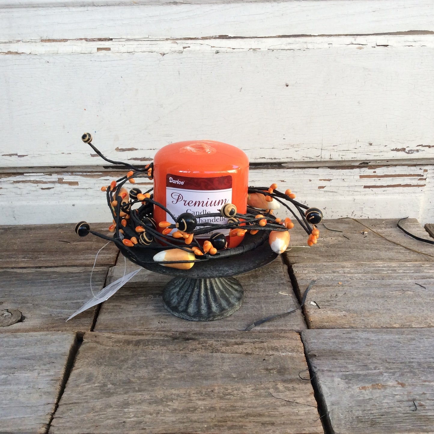 Halloween Fall Decor - Candy Corn Pipberry Candle Ring Display