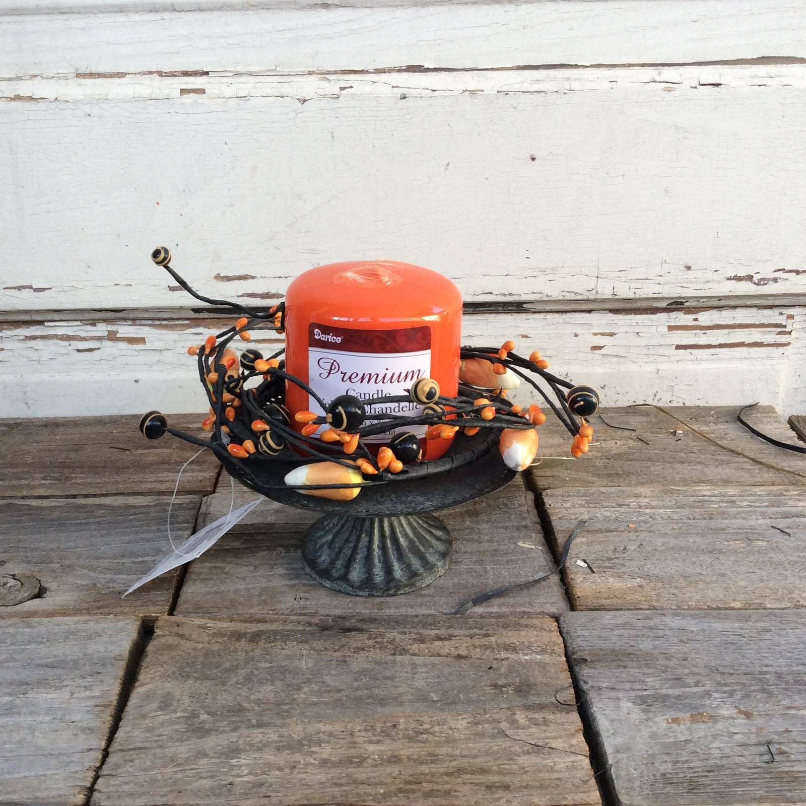 Halloween Fall Decor - Candy Corn Pipberry Candle Ring Display