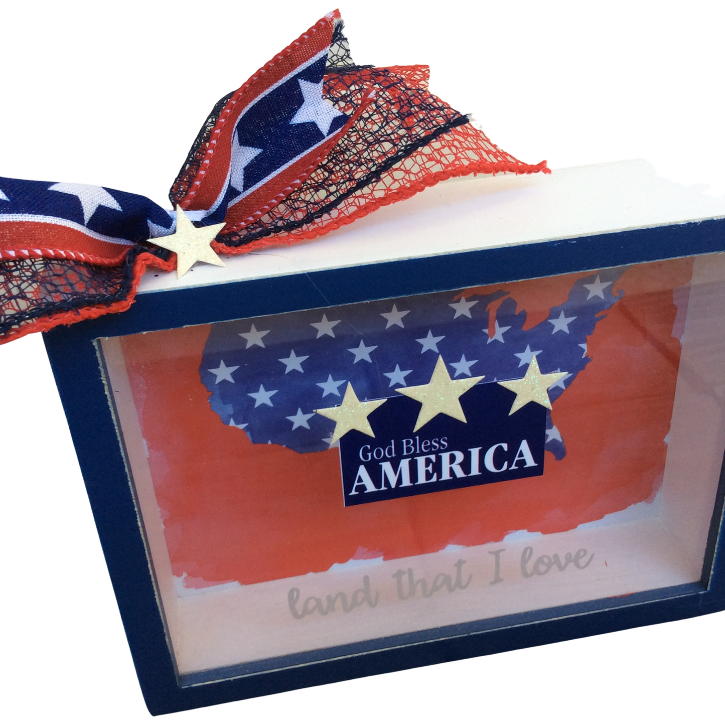 AGD Patriotic Decor - God Bless America Land That I Love Box Sign