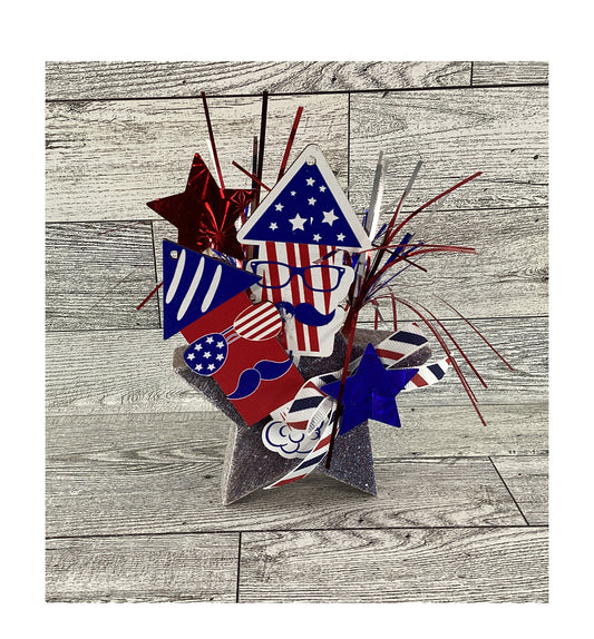 AGD Patriotic Decor - Fireworks Chunky Wood Star Sitter
