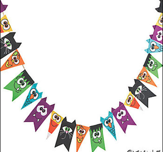 FE-OTC Halloween Felt Fabric Garland - Cute Friendly Face Characters 6 ft. long