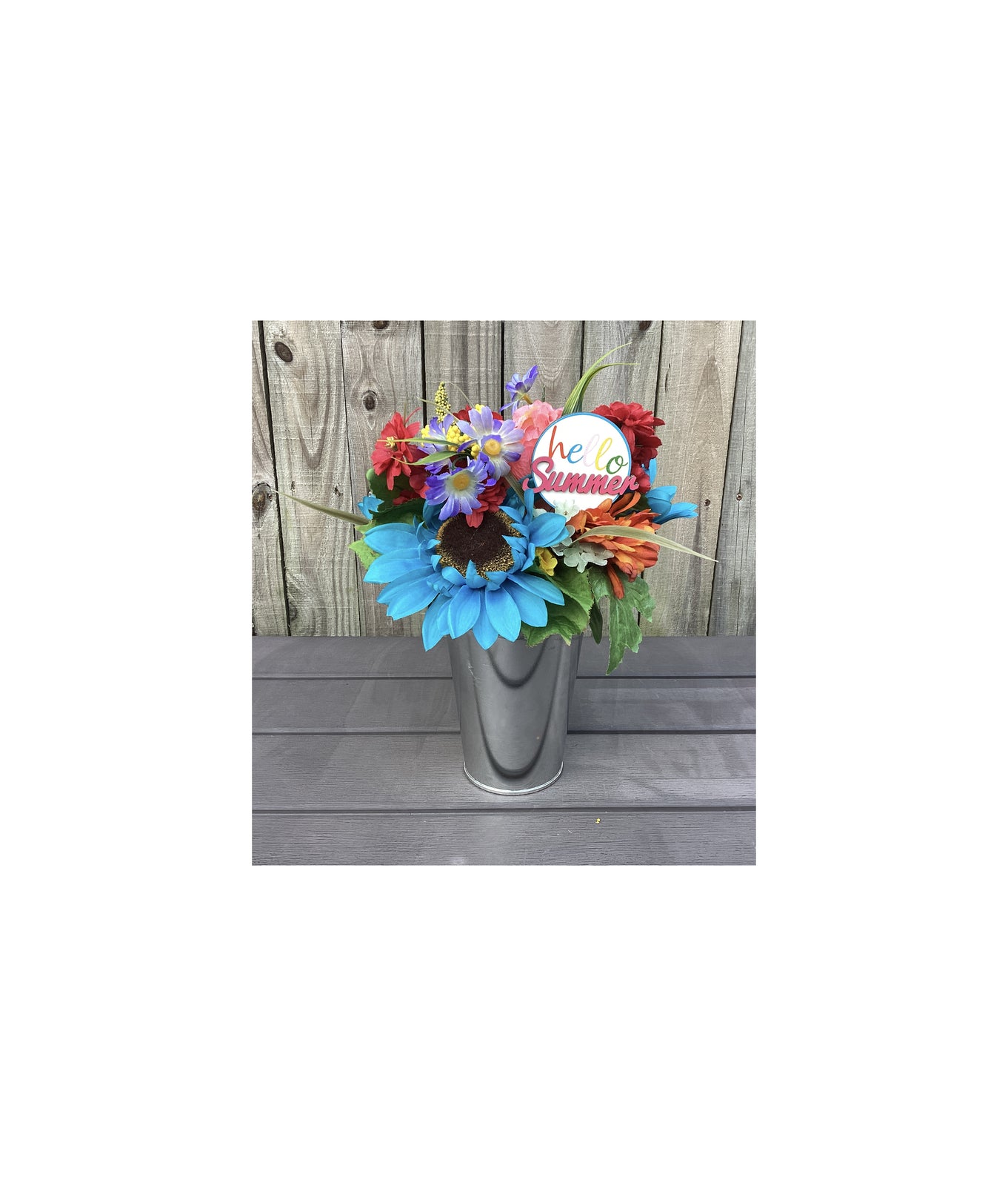 AGD Summer Decor - Hello Summer Galvanized Floral Display