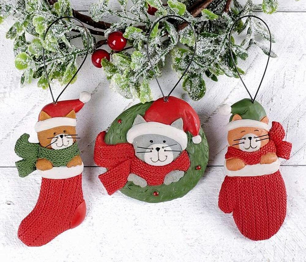 BB Christmas Decor - Mittens Stocking Kitten Cats 3pc Set