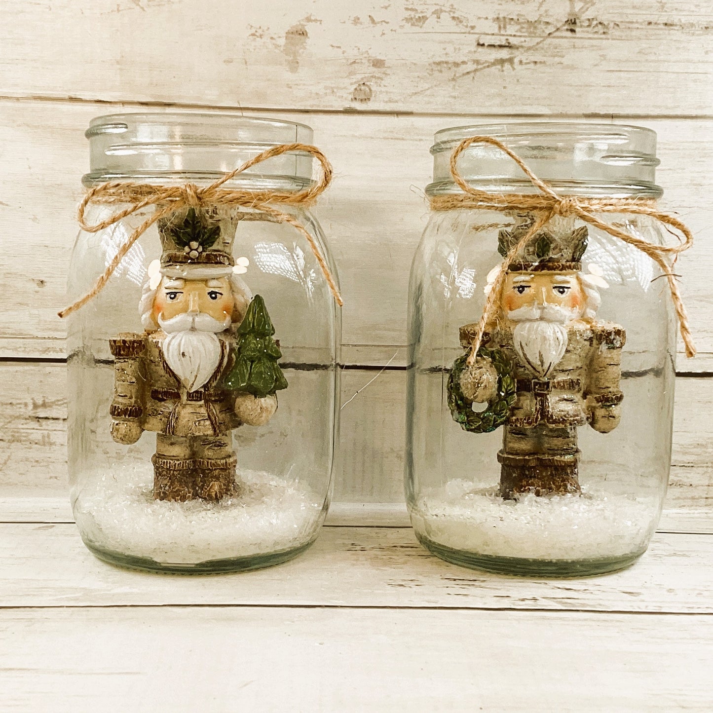 AGD Christmas Decor - Woodland Nutcracker Lighted Mason Jars 2pc