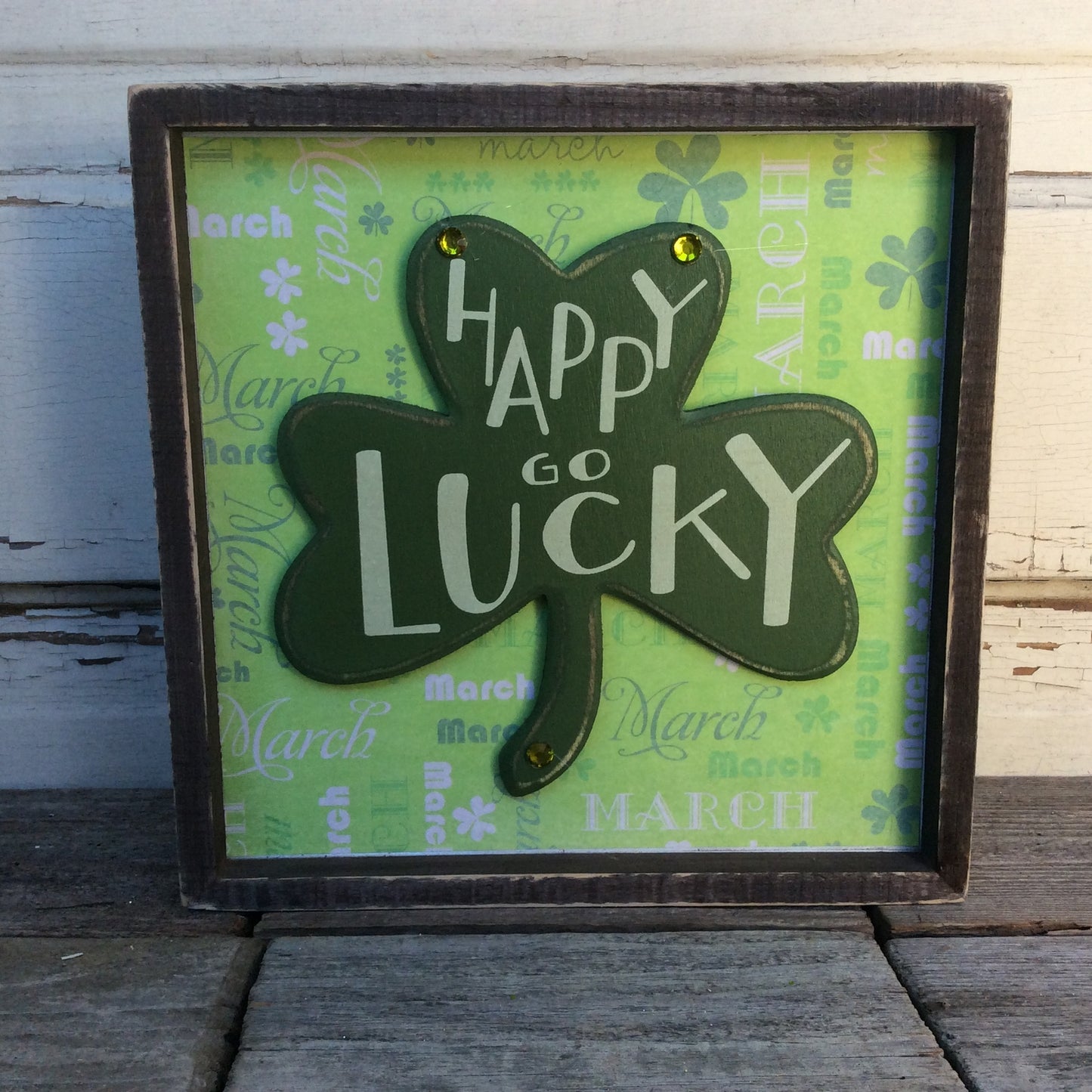 AGD St Patricks Decor - Happy Go Lucky Box Sign