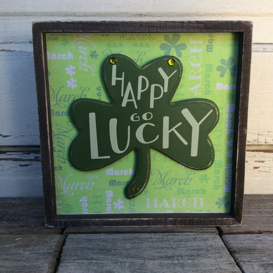 AGD St Patricks Decor - Happy Go Lucky Box Sign