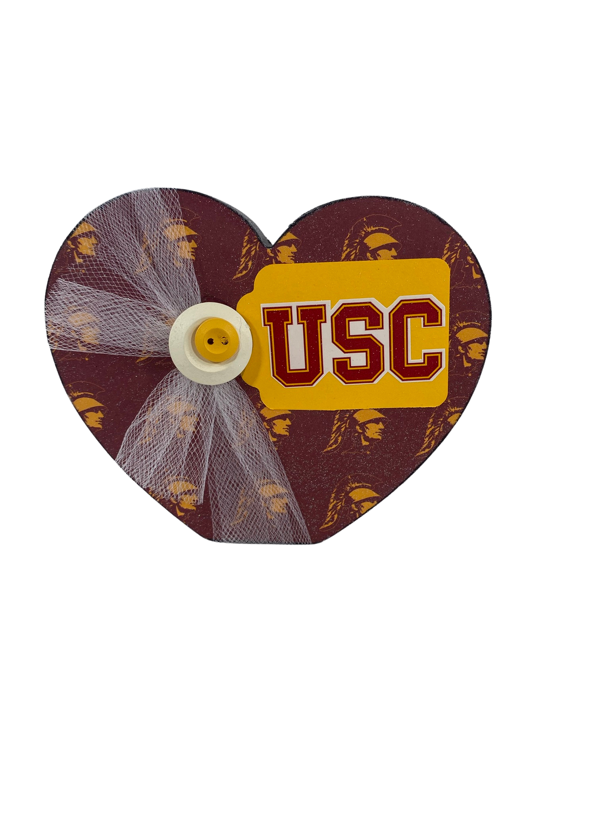AGD  Fall Decor - USC College Football Chunky Wood Heart Sitter