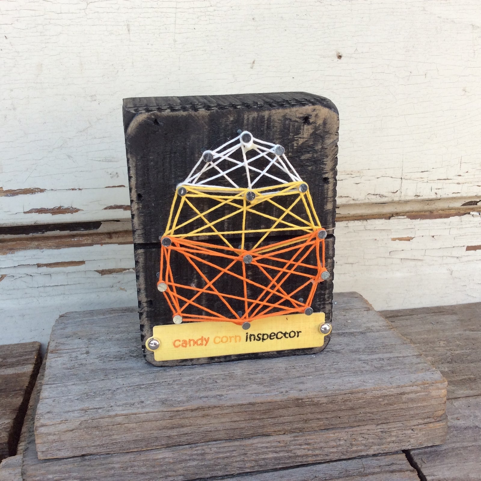 AGD Halloween Decor - Candy Corn Inspector String Art Box Sign