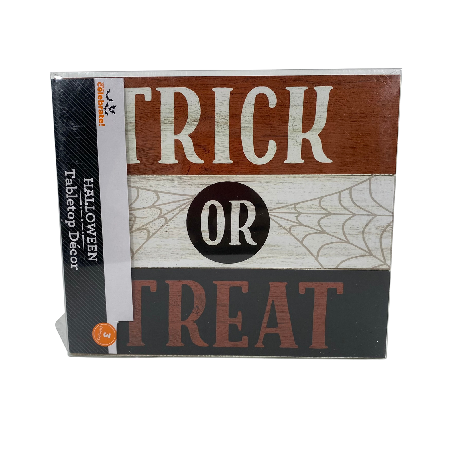 WM Halloween Decor - Trick or Treat Wood Tabletop Block Sign Set