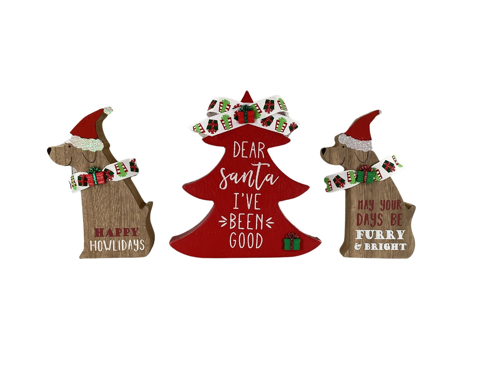 AGD Christmas Decor - Puppy Dog Santa Been Good Tier Tray 3pc Set