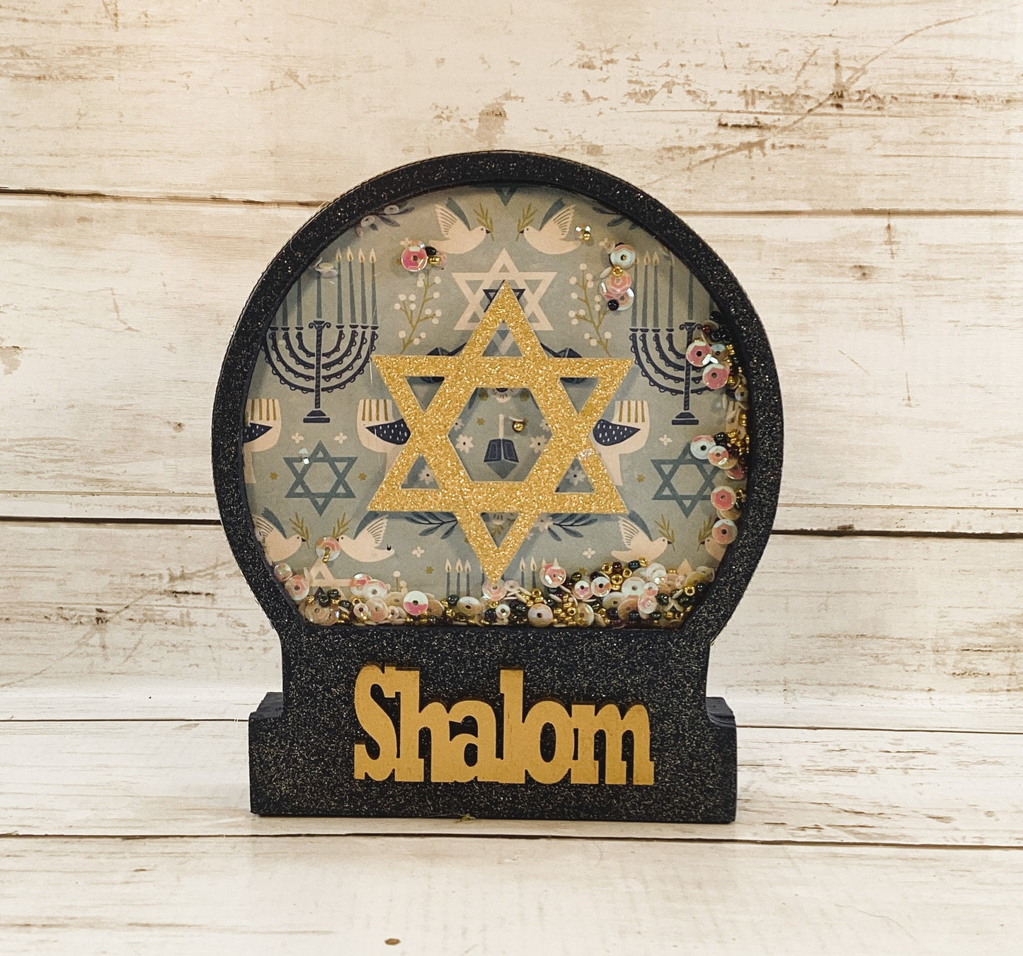 AGD Jewish Decor - Hanukkah Star of David Shalom Snowglobe