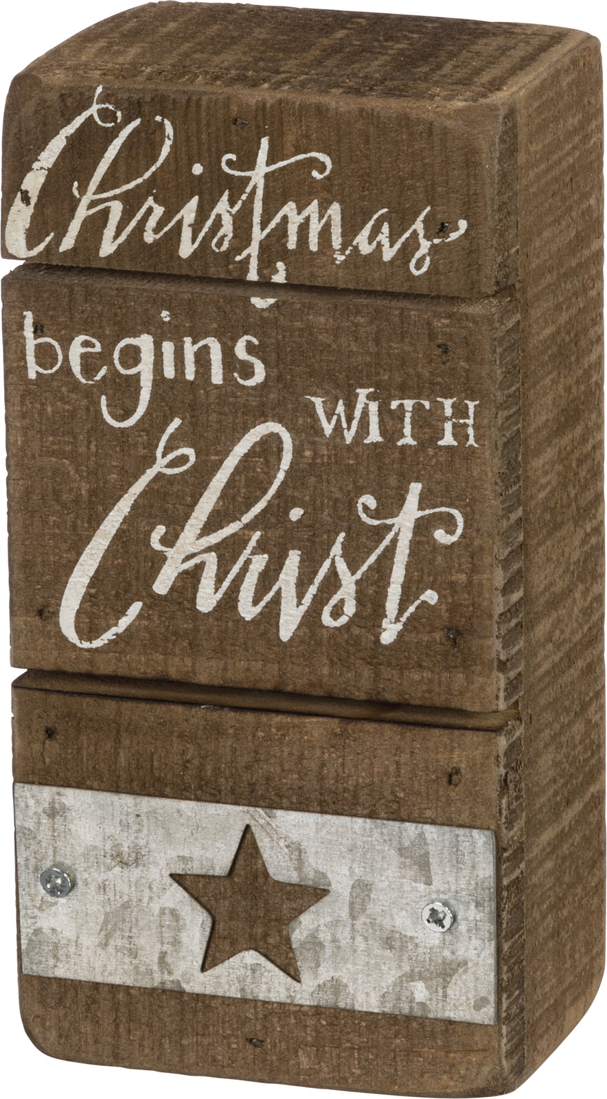 PBK Christmas Decor - Begins With Christ Slat Box Sign