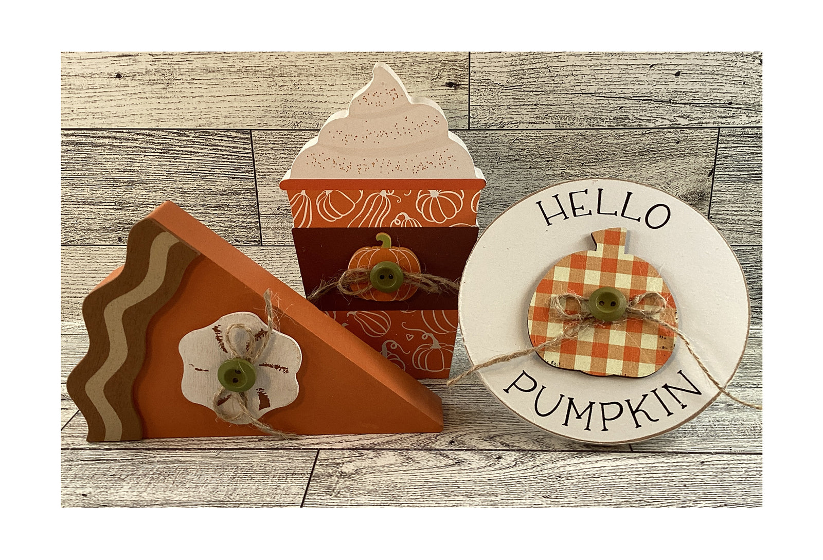 AGD Fall Decor - Chunky Hello Pumpkin Pie Spice Coffee Sign Tier Tray Set