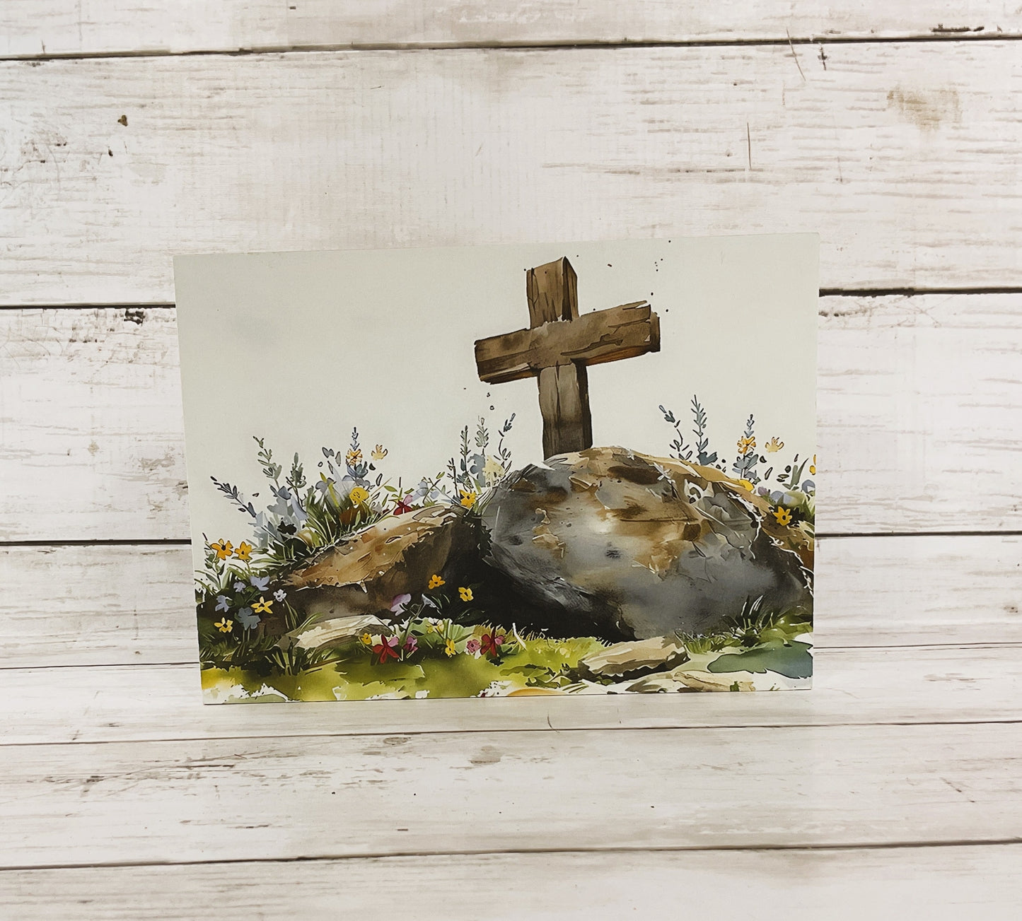 HL Easter Decor -  Watercolor Tomb Picture He Is Risen Figurine 2pc