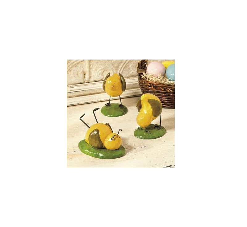 FE-OTC Easter Decor - Spring Resin Yellow Tumbling Chicks 3pc Sets
