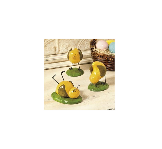 FE-OTC Easter Decor - Spring Resin Yellow Tumbling Chicks 3pc Sets