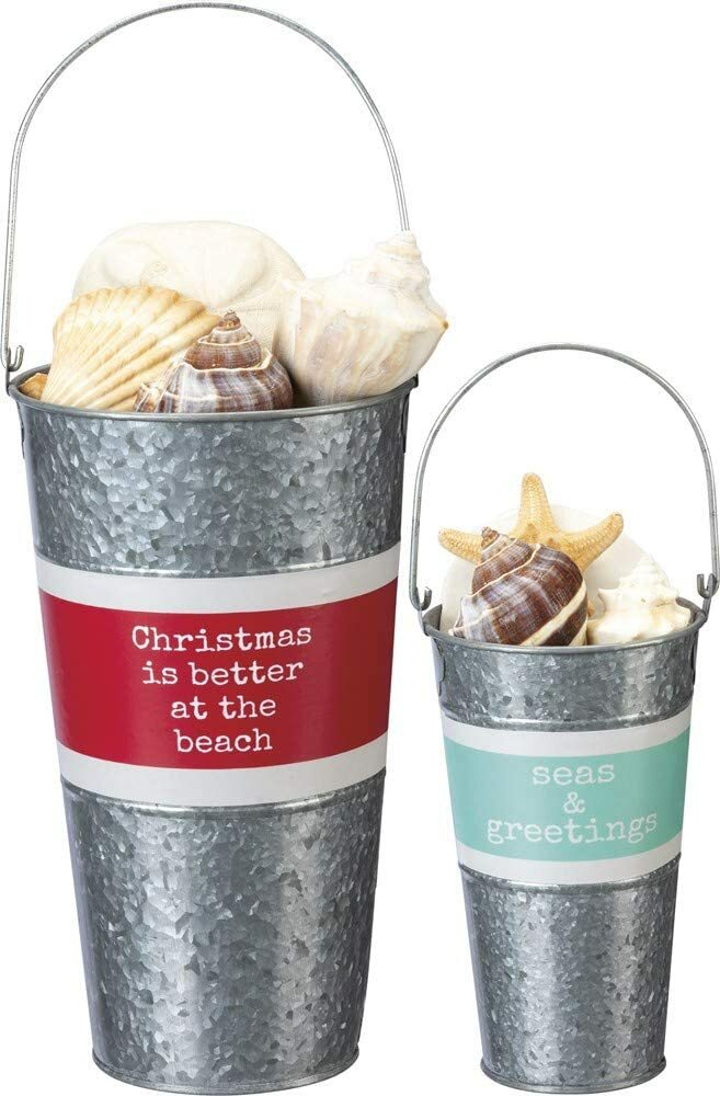 Christmas Decor - Christmas Is Better At The Beach Pail 2pc Set
