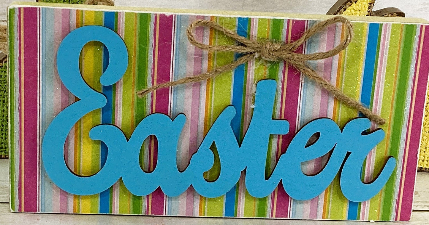 AGD Easter Decor - Pastel Easter Sign & Bunnies 3pc Set