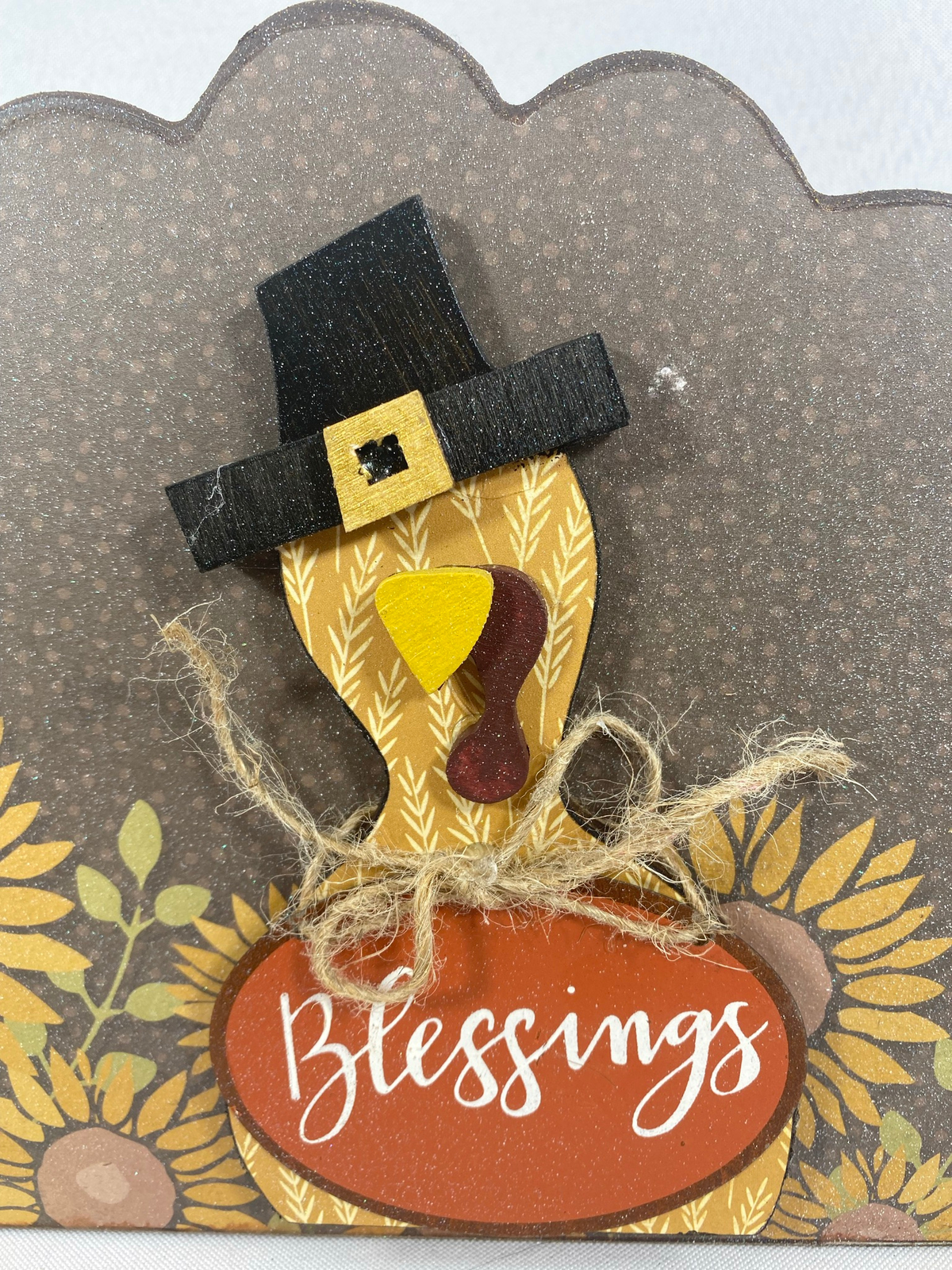 AGD Fall Decor - Reversible Blessings Welcome Chunky Wood Turkey Sign