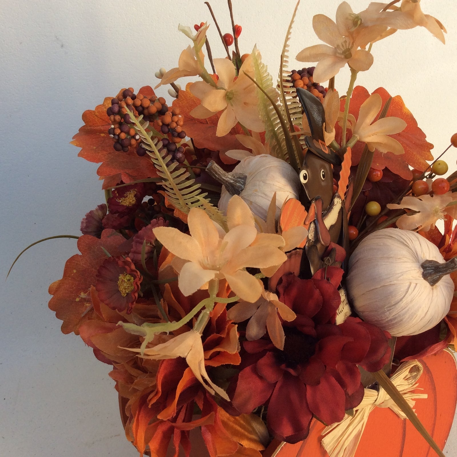 AGD Fall Decor-Harvest Thanksgiving Pumpkin Reversible Artificial Floral Display