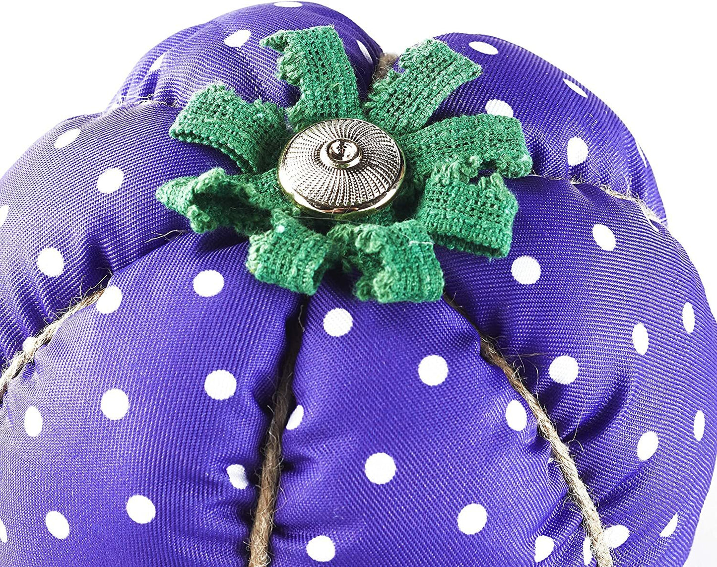 LC Halloween Decor - Prim Fabric Pumpkin Purple Polka dot 6 inch