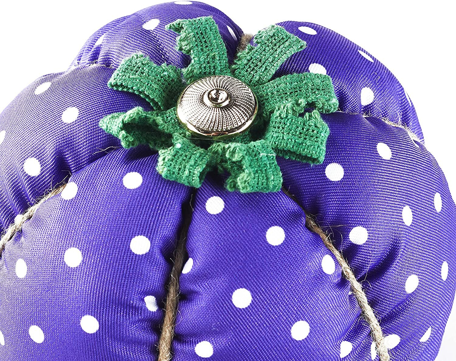 LC Halloween Decor - Prim Fabric Pumpkin Purple Polka dot 6 inch